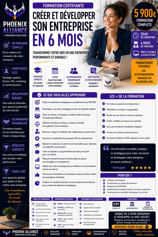 CREER ET DEVELOPPER SON ENTREPRISE EN 6 MOIS